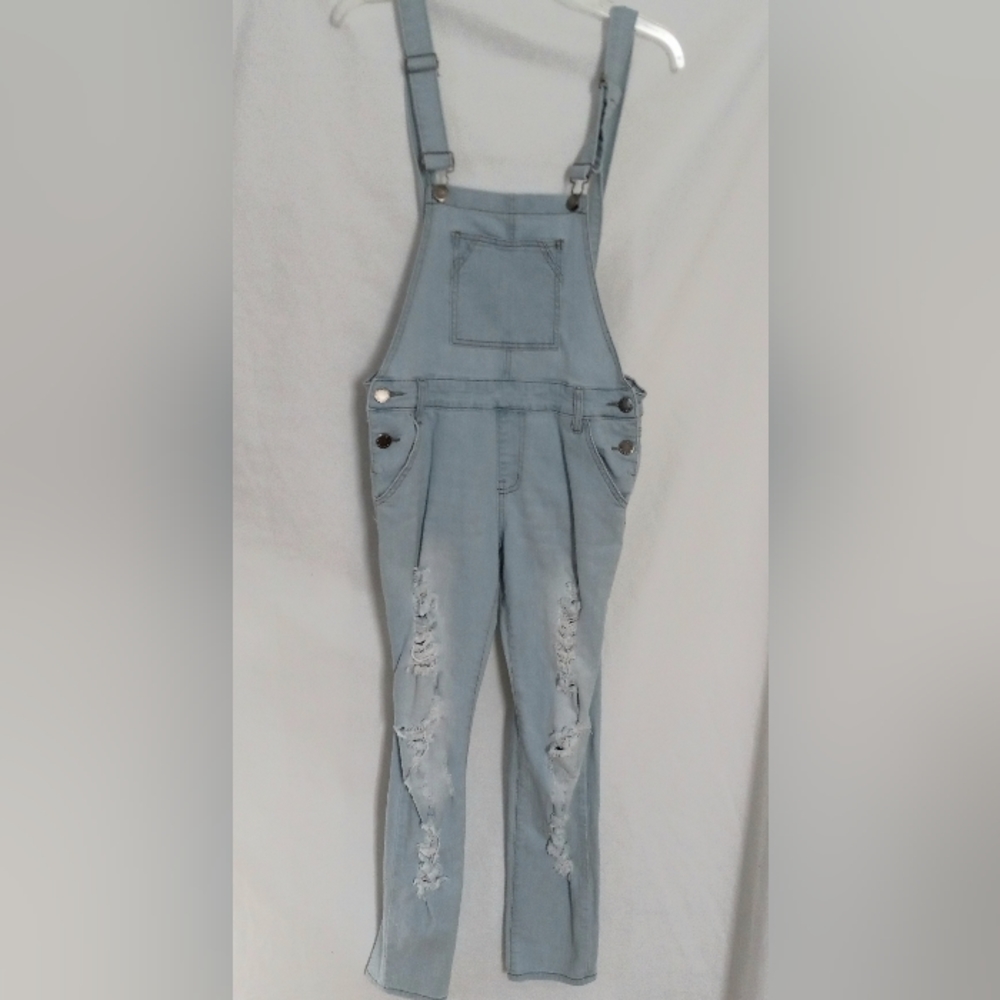 VIP Frayed Denim Overalls Jeans Distressed Size 11/12